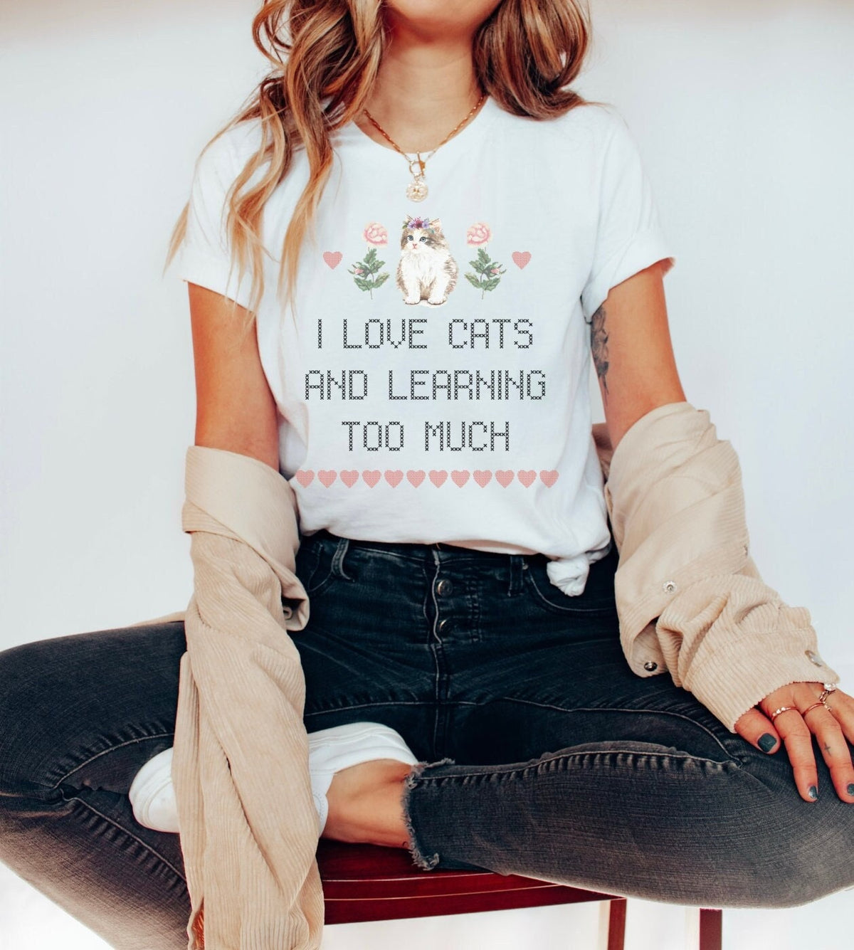 OverEducated Feminist Tee Shirt for UnderLoved Millennial Cat Lovers Cute Women39s Rights T Cross Stitch TShirt Abortion Rights Tee Graphic Tee – Easygoing Wear · Top Pick For Any Outfit
