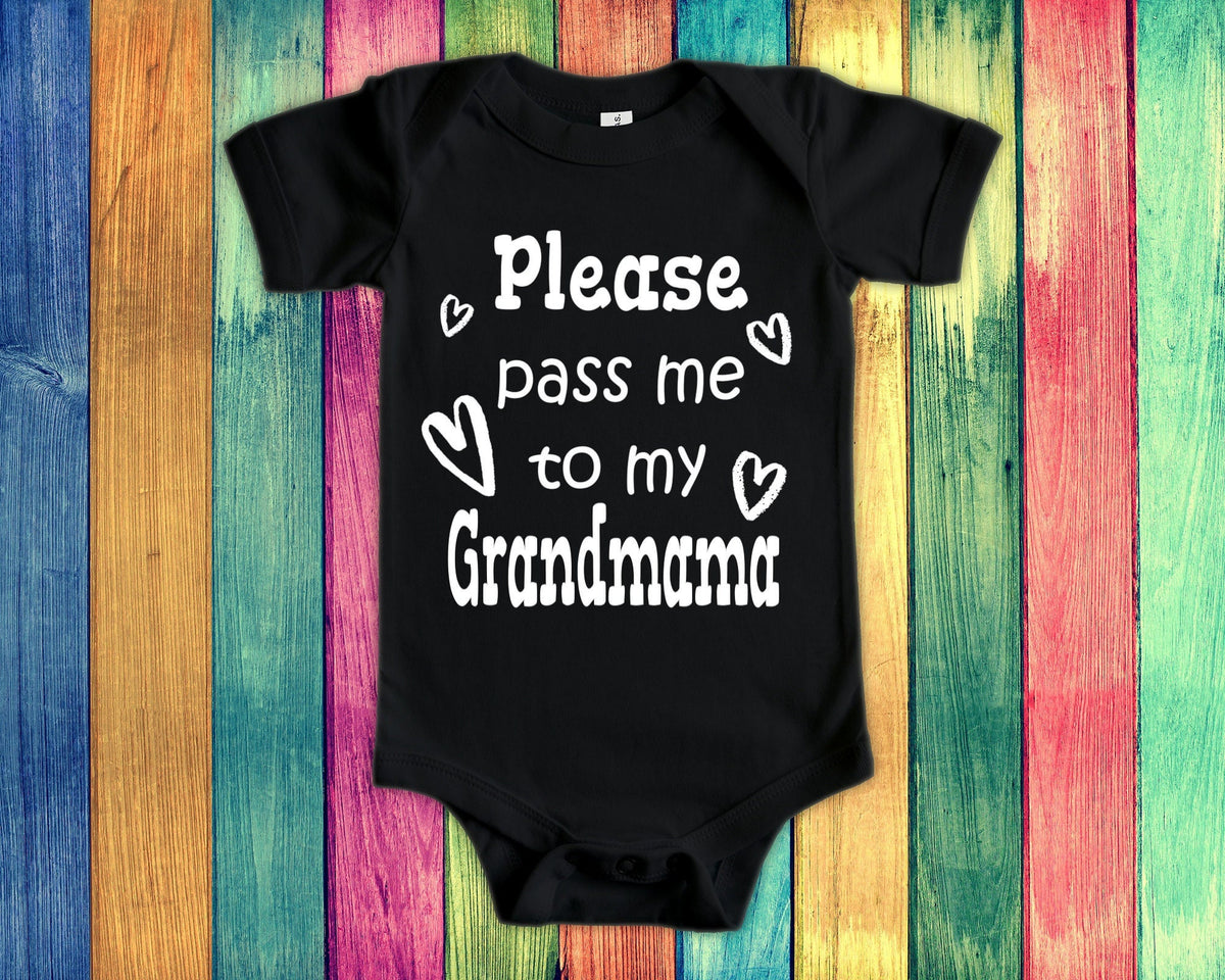 Pass Me To Grandmama Cute Grandma Baby Bodysuit Tshirt or Toddler Shirt Special Grandmother Gift or Pregnancy Announcement Graphic Tee – Cozy Vibes · High-Quality Print