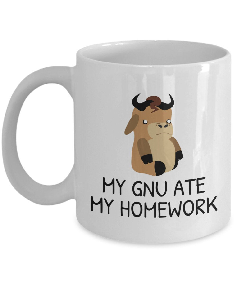 Gnu Mug Gnu Gift Funny Gnu Present Gnu Lover Gifts My Gnu Ate My Homework Graphic Tee – Premium Graphic · Trending Graphic Apparel
