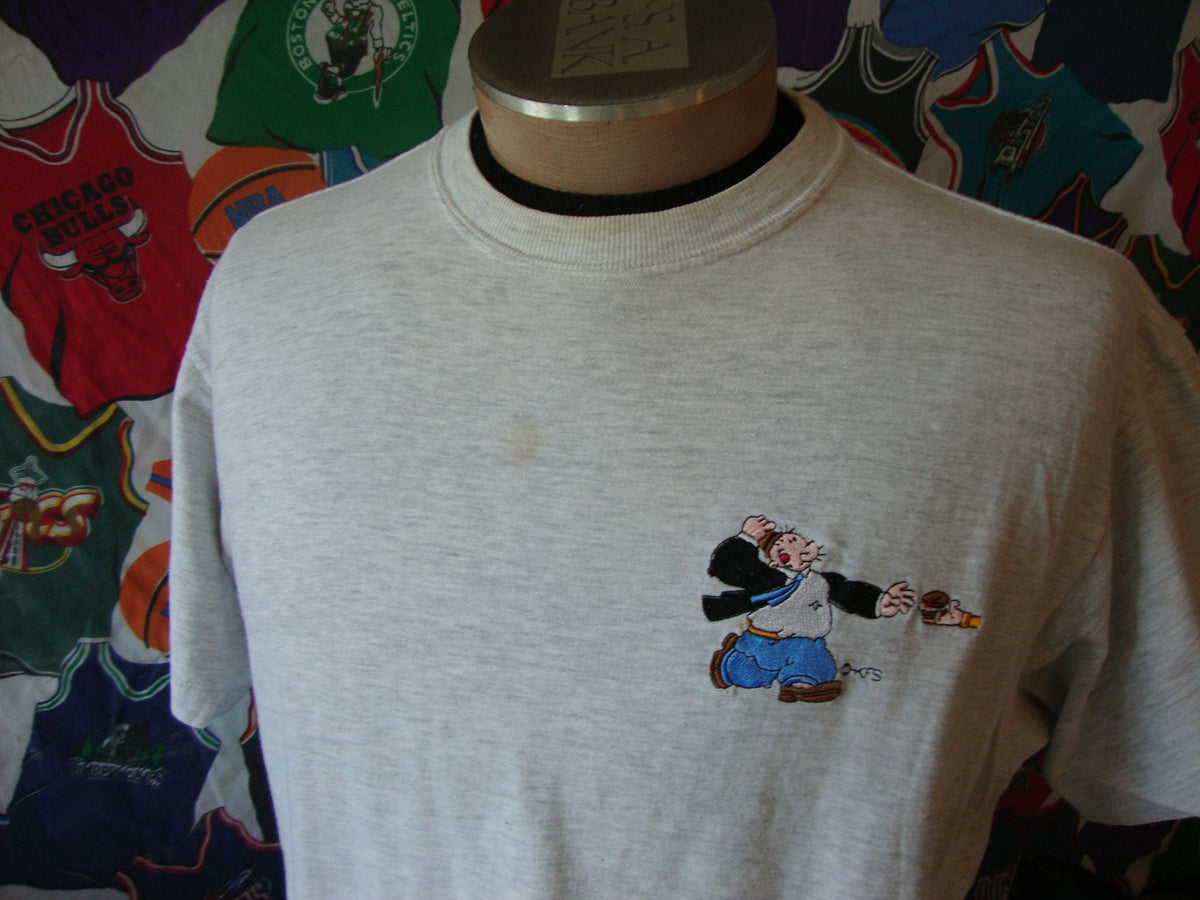 Vintage 9039s Popeye Cartoon WIMPY Hamburger gray T Shirt L Graphic Tee – Aesthetic Look · High-Quality Print