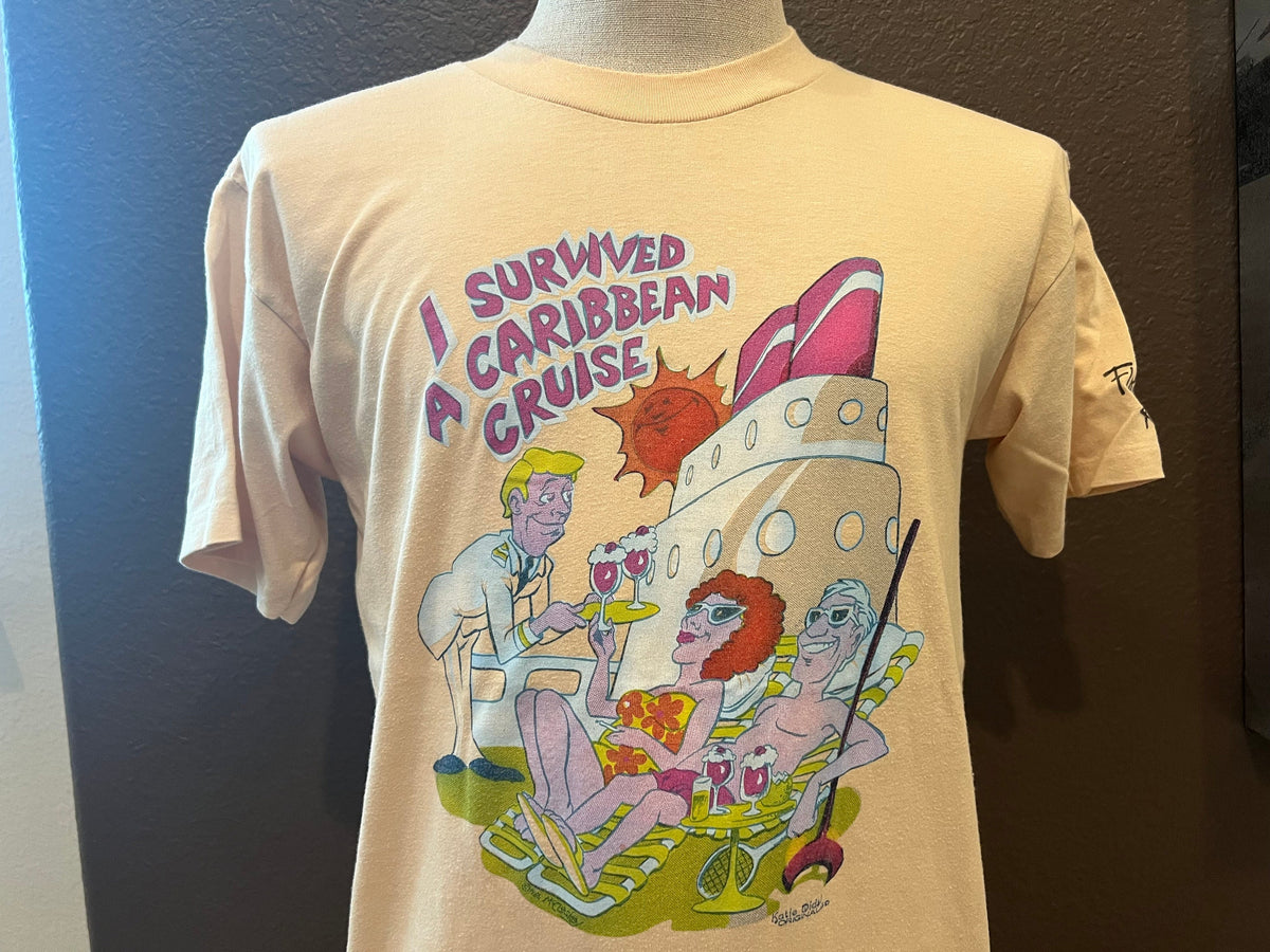 Vintage 8039s I Survived a Caribbean Cruise Yellow T Shirt Size L Graphic Tee – Cozy Vibes · Must-Have Style