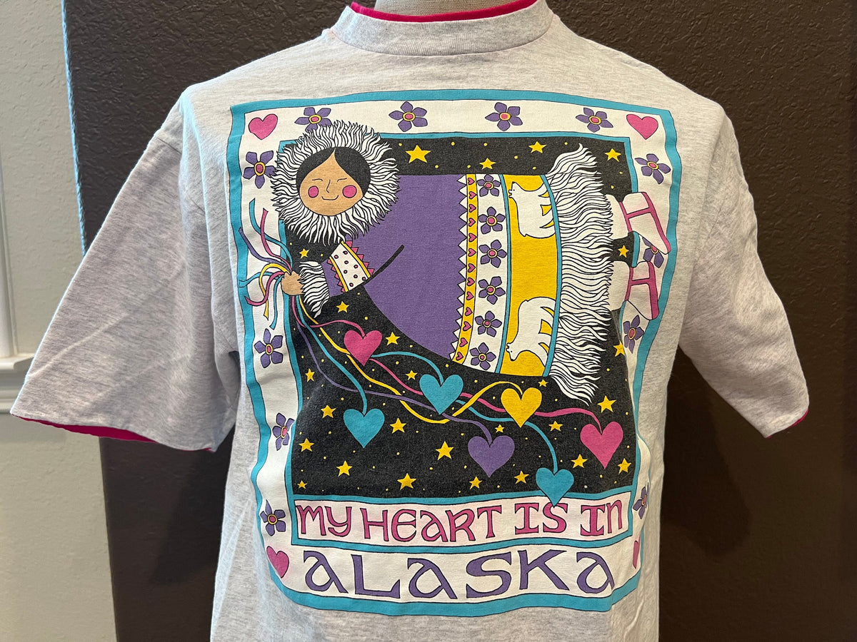 Vintage 9039s My Heart Is In Alaska Grey T Shirt Size L Graphic Tee – Easygoing Wear · Trending Graphic Apparel