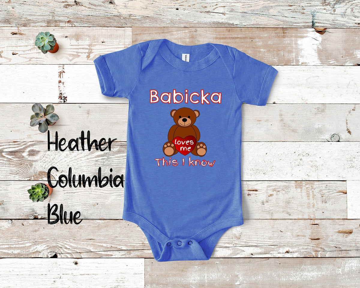 Babicka Loves Me Cute Grandma Name Bear Baby Bodysuit Tshirt or Toddler Shirt Slovakian Grandmother Gift or Pregnancy Reveal Announcement Graphic Tee – Bold Style · Great Gift For Fans