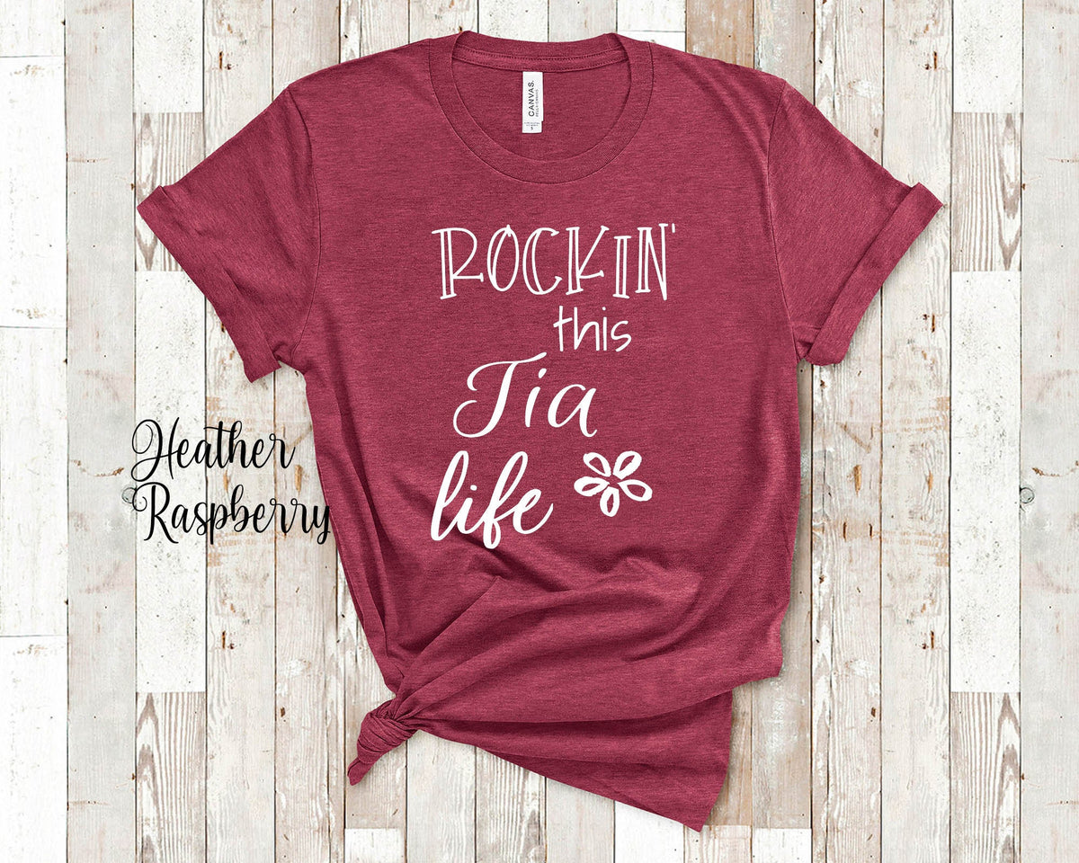 Rockin39 This Tia Life Aunt Tshirt Mexican Spain Spanish Gift Idea for Mother39s Day Birthday Christmas or Pregnancy Reveal Announcement Graphic Tee – Aesthetic Look · Must-Have Style