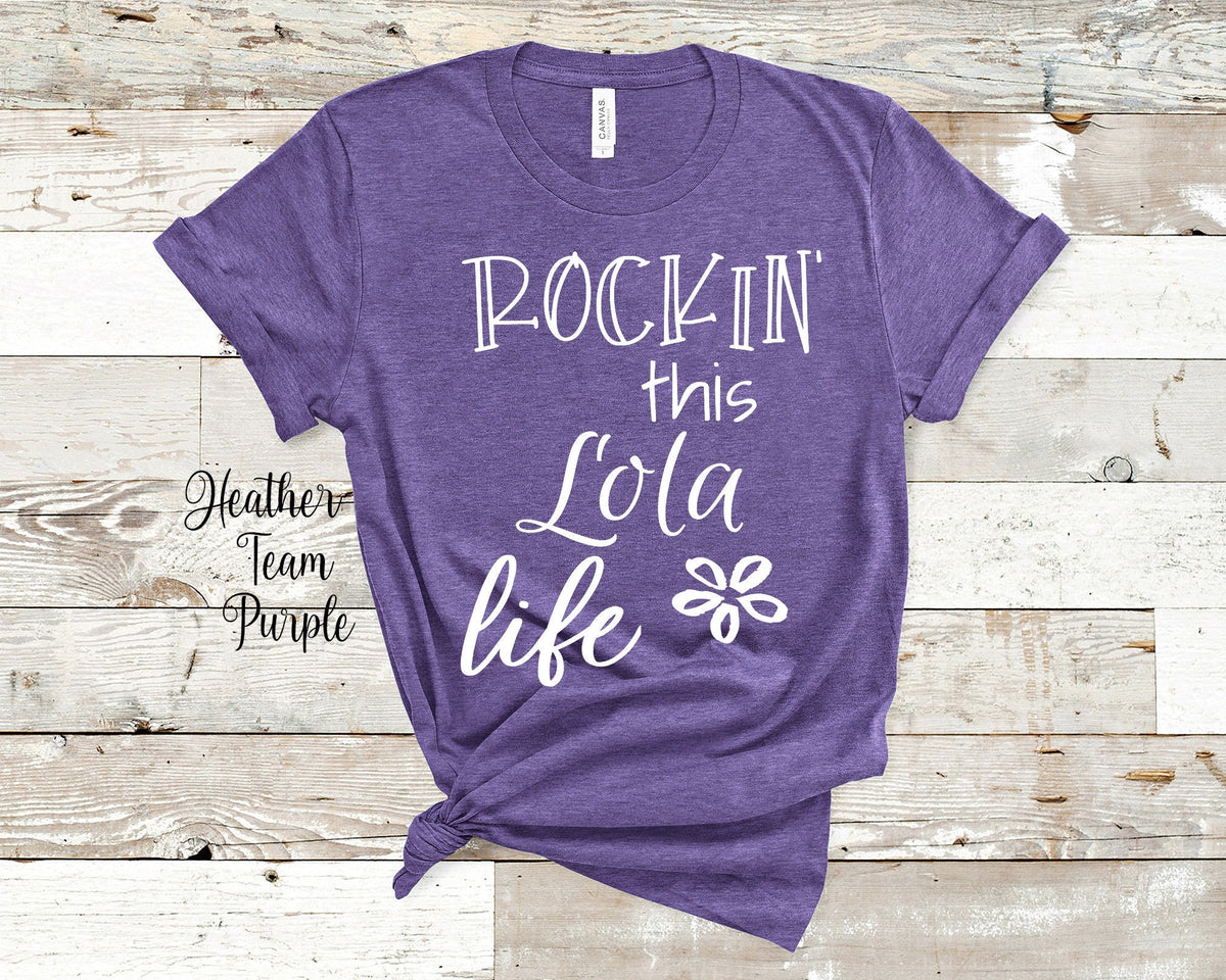 Rockin This Lola Life Tshirt Gift for Grandmother Funny Lola Shirt Grandmother Birthday Mother39s Day Gifts for Lola Graphic Tee – Easygoing Wear · High-Quality Print