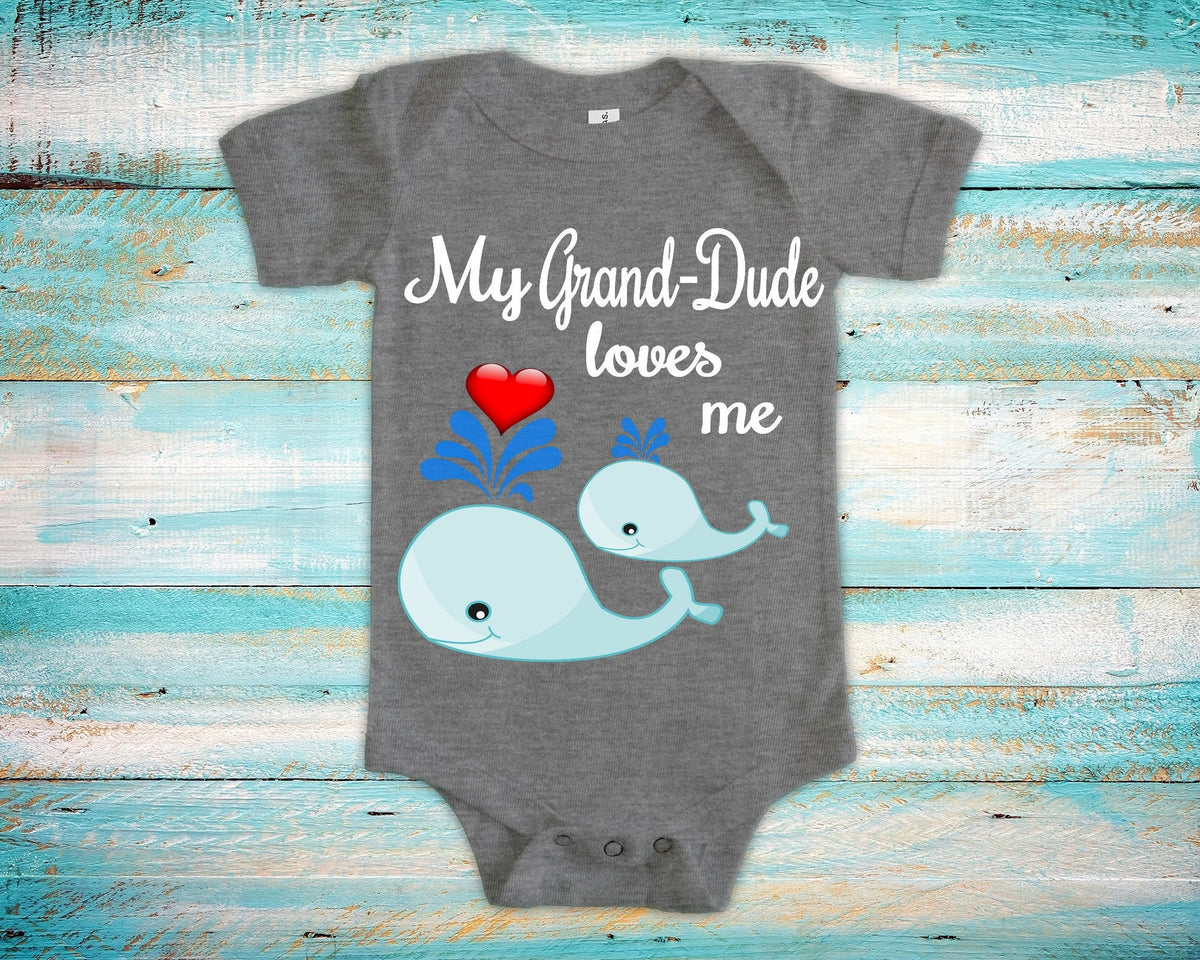 GrandDude Loves Me Cute Grandpa Name Whale Baby Bodysuit Tshirt or Toddler Shirt Special Grandfather Gift or Pregnancy Reveal Announcement Graphic Tee – Premium Graphic · High-Quality Print