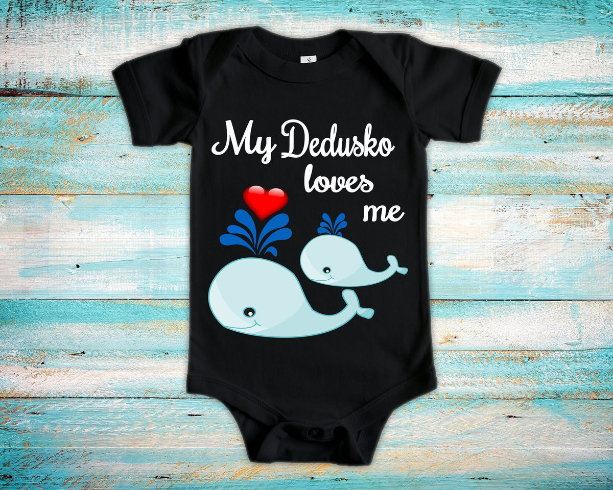 Dedusko Loves Me Cute Grandpa Name Whale Baby Bodysuit Tshirt or Toddler Shirt Special Grandfather Gift or Pregnancy Reveal Announcement Graphic Tee – Soft Feel · High-Quality Print