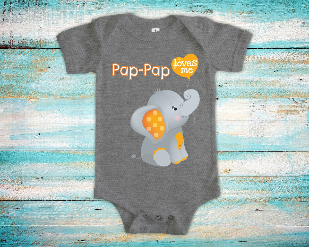 PapPap Loves Me Cute Grandpa Name Elephant Baby Bodysuit Unique Grandfather Gift for Granddaughter or Grandson or Pregnancy Announcement Graphic Tee – Everyday Comfort · High-Quality Print