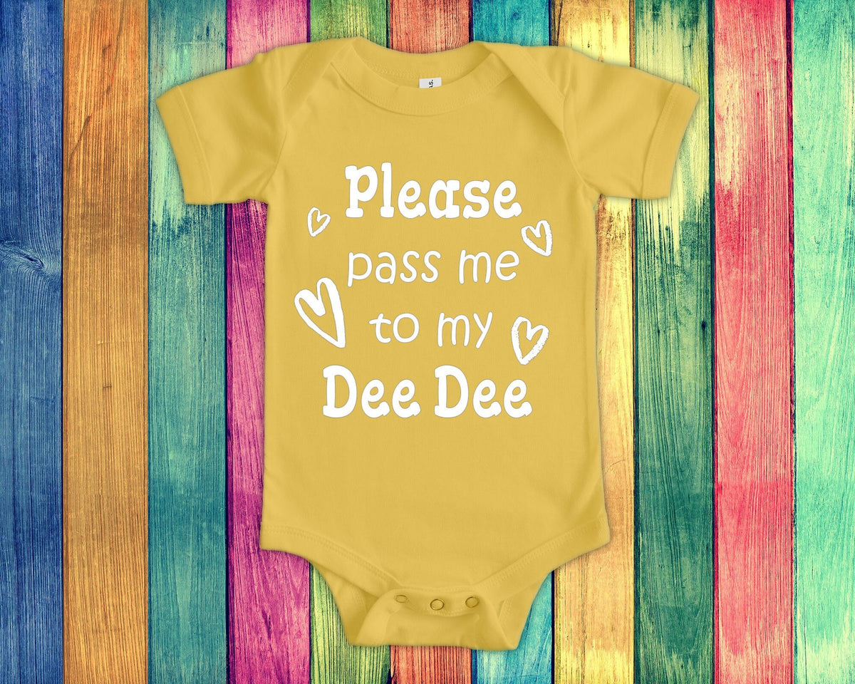 Pass Me To Dee Dee Cute Grandma Baby Bodysuit Tshirt or Toddler Shirt Special Grandmother Gift or Pregnancy Announcement Graphic Tee – Warm & Stylish · Great Gift For Fans