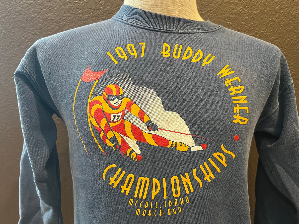 Vintage 9039s 1997 Buddy Werner Championships Blue Crewneck Sweatshirt Size M Sweatshirt – Bold Style · High-Quality Print