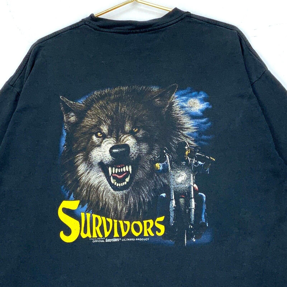 Easyriders Wolf And Biker Survivors Genuine Biker Vintage TShirt 2XL 90s Graphic Tee – Bold Style · Great Gift For Fans