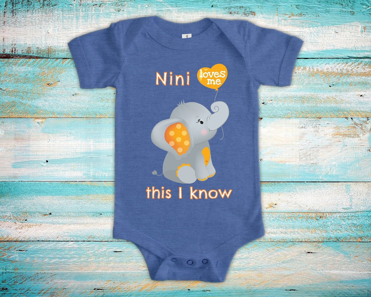 Nini Loves Me Cute Grandma Name Elephant Baby Bodysuit Unique Grandmother Gift for Granddaughter or Grandson or Pregnancy Announcement Graphic Tee – Fan Favorite · Great Gift For Fans