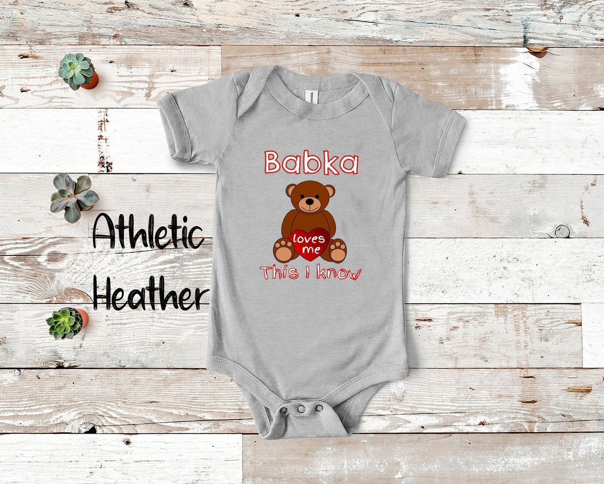 Babka Loves Me Cute Grandma Name Bear Baby Bodysuit Tshirt or Toddler Shirt Poland Polish Grandmother Gift or Pregnancy Reveal Announcement Graphic Tee – Cozy Vibes · Great Gift For Fans