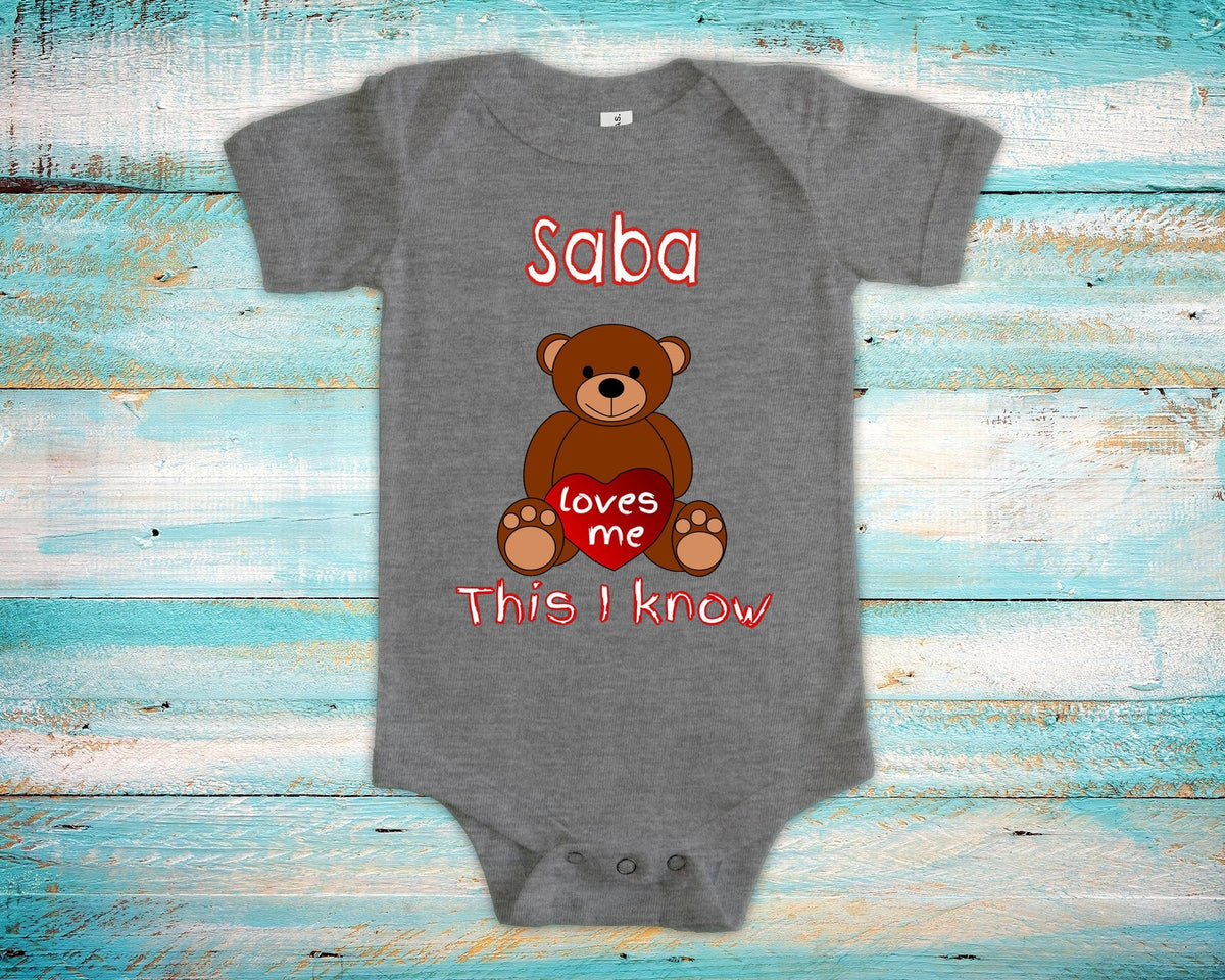 Saba Loves Me Cute Grandpa Name Bear Baby Bodysuit Tshirt or Toddler Shirt Hebrew Jewish Grandfather Gift or Pregnancy Reveal Announcement Graphic Tee – Everyday Comfort · Top Pick For Any Outfit