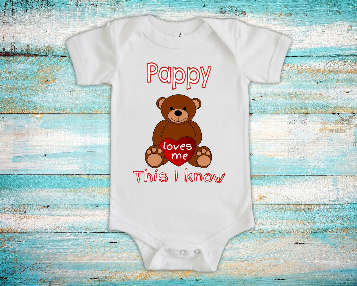 Pappy Loves Me Cute Grandpa Name Bear Baby Bodysuit Tshirt or Toddler Shirt Special Grandfather Gift or Pregnancy Reveal Announcement Graphic Tee – Bold Style · Trending Graphic Apparel