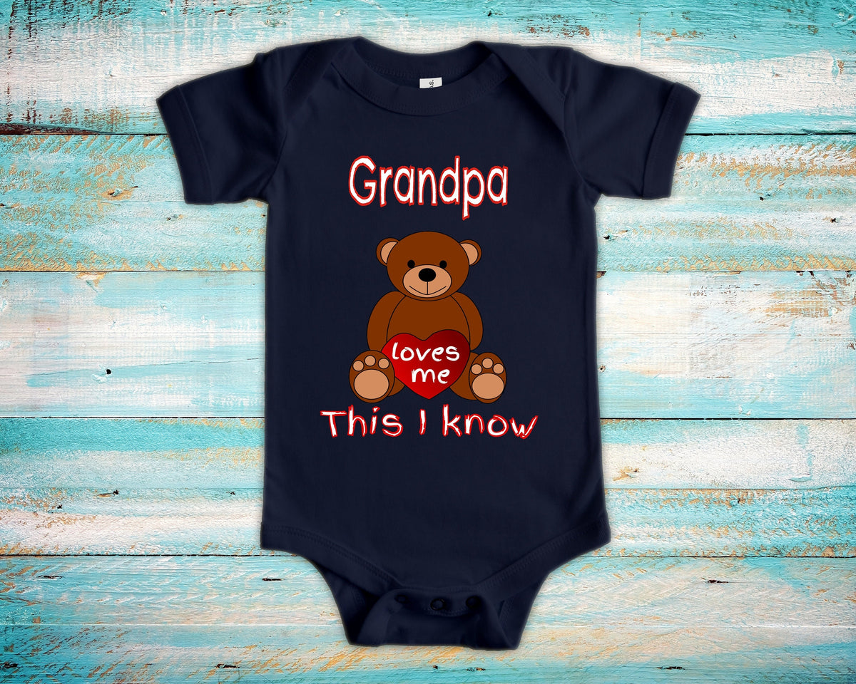 Grandpa Loves Me Cute Name Bear Baby Bodysuit Tshirt or Toddler Shirt Special Grandfather Gift or Pregnancy Reveal Announcement Graphic Tee – Everyday Comfort · Perfect For Daily Wear