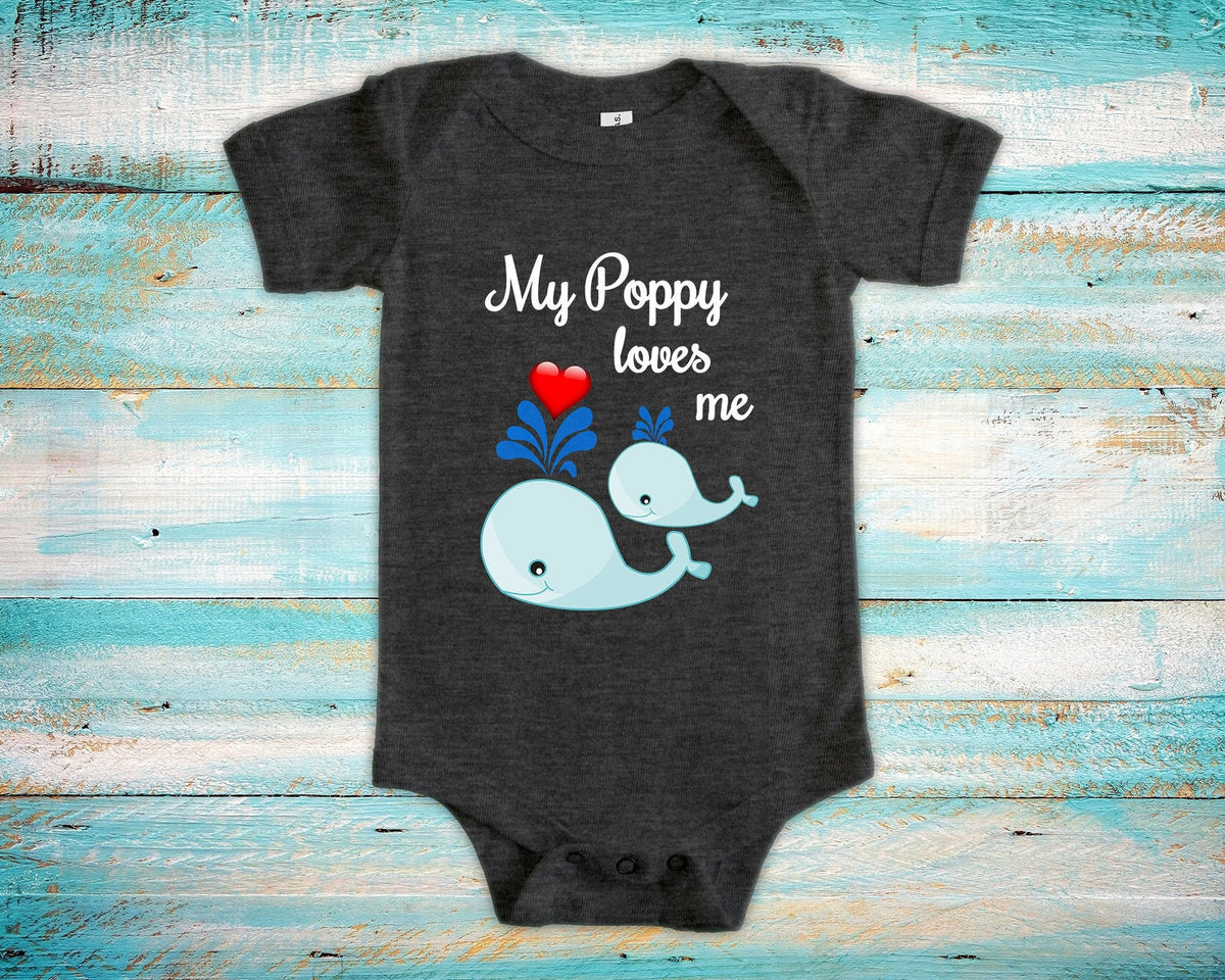 Poppy Loves Me Grandpa Name Whale Baby Bodysuit Tshirt or Toddler Tee Grandfather Gift for Granddaughter Grandson Pregnancy Announcement Graphic Tee – Aesthetic Look · Must-Have Style