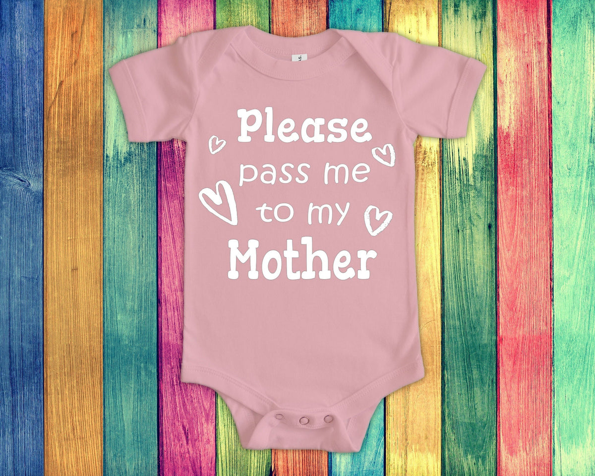 Pass Me To Mother Cute Mom Name Baby Bodysuit Tshirt or Toddler Shirt Special Mother39s Day Gift or Pregnancy Announcement Graphic Tee – Soft Feel · Top Pick For Any Outfit