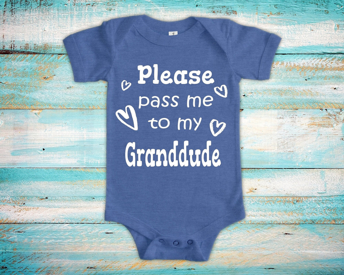 Pass Me To Granddude Cute Grandpa Baby Bodysuit Tshirt or Toddler Shirt Special Grandfather Gift or Pregnancy Announcement Graphic Tee – Warm & Stylish · High-Quality Print