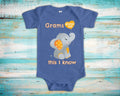Grams Loves Me Cute Grandma Name Elephant Baby Bodysuit Unique Grandmother Gift for Granddaughter or Grandson or Pregnancy Announcement Graphic Tee – Aesthetic Look · Trending Graphic Apparel