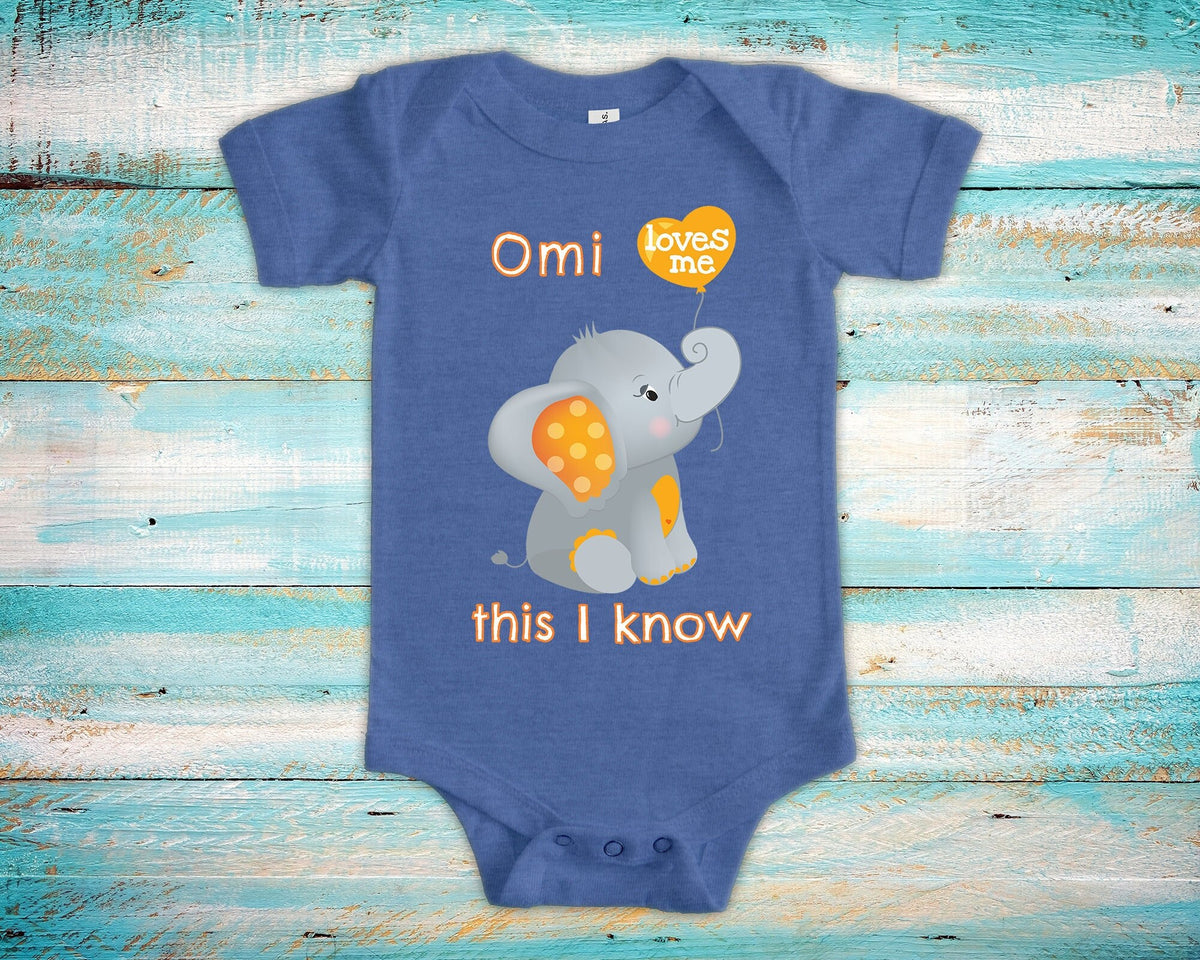 Omi Loves Me Cute Grandma Name Elephant Baby Bodysuit Unique Grandmother Gift for Granddaughter or Grandson or Pregnancy Announcement Graphic Tee – Fan Favorite · Must-Have Style