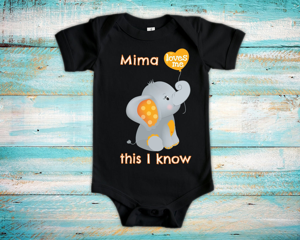 Mima Loves Me Cute Grandma Name Elephant Baby Bodysuit Unique Grandmother Gift for Granddaughter or Grandson or Pregnancy Announcement Graphic Tee – Easygoing Wear · Great Gift For Fans