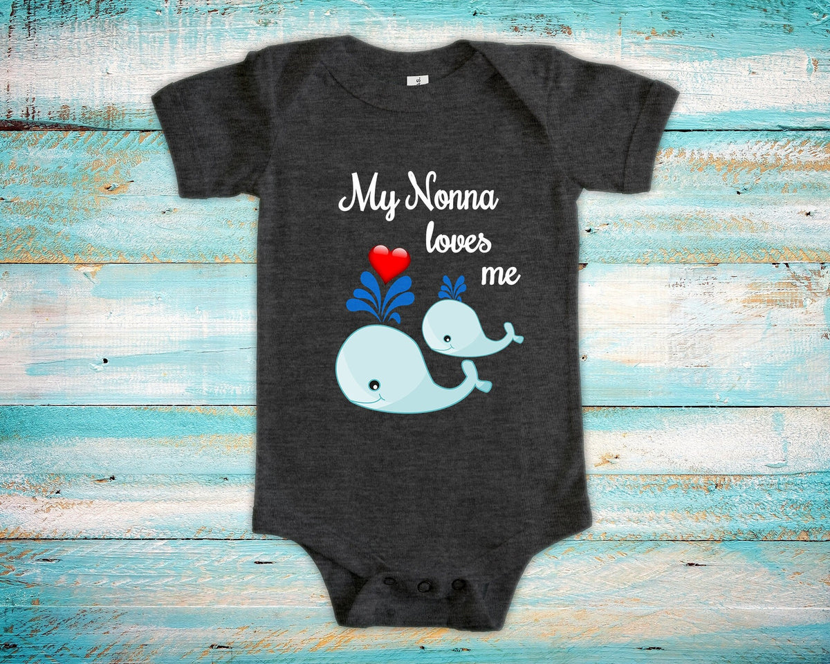 Nonna Loves Me Cute Grandma Name Whale Baby Bodysuit Unique Grandmother Gift for Granddaughter or Grandson or Pregnancy Announcement Graphic Tee – Bold Style · Great Gift For Fans