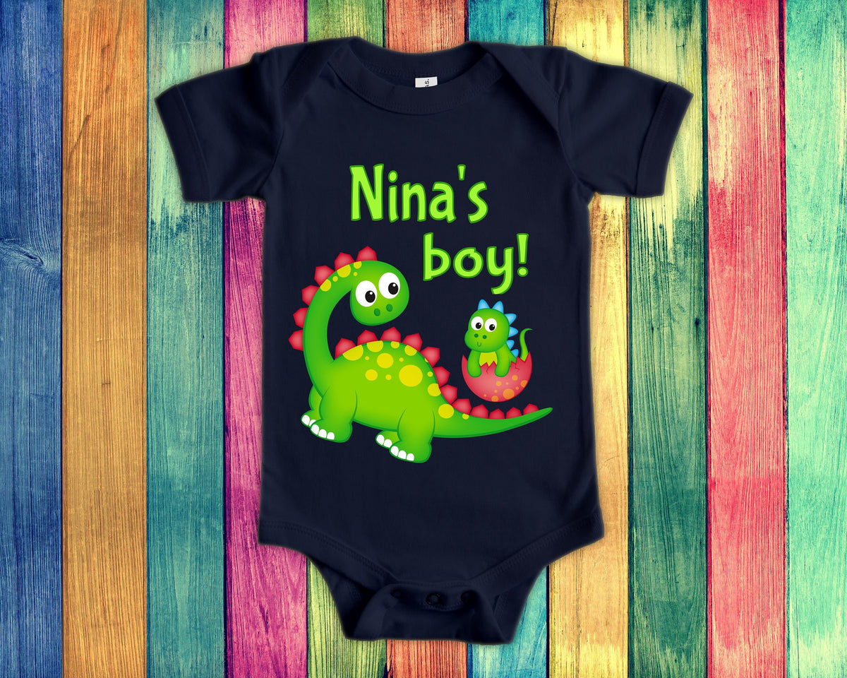 Nina39s Boy Cute Godmother Name Dinosaur Baby Bodysuit Tshirt or Toddler Shirt for a Mexican Godmother Gift or Pregnancy Reveal Announcement Graphic Tee – Easygoing Wear · Trending Graphic Apparel