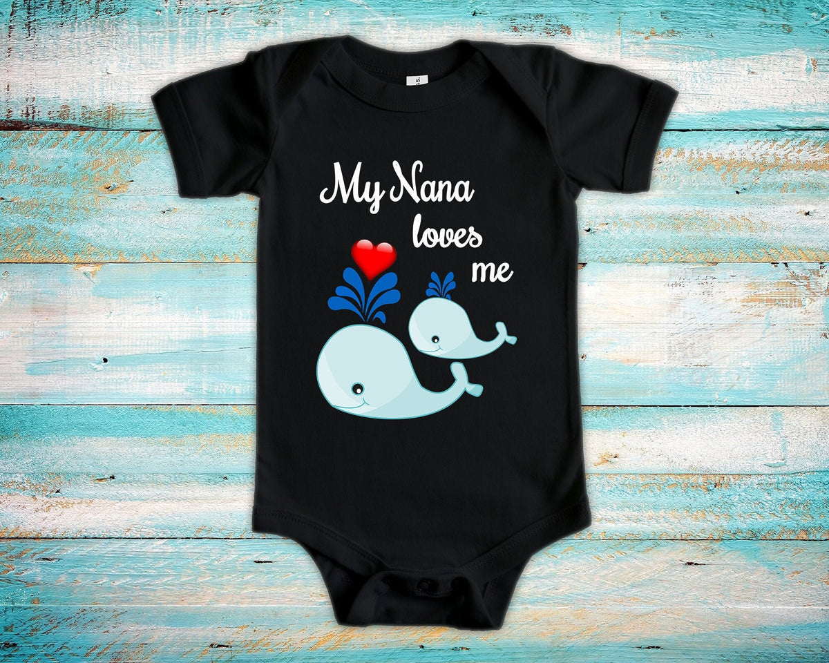 Nana Loves Me Cute Grandma Name Whale Baby Bodysuit Unique Grandmother Gift for Granddaughter or Grandson or Pregnancy Announcement Graphic Tee – Easygoing Wear · Top Pick For Any Outfit