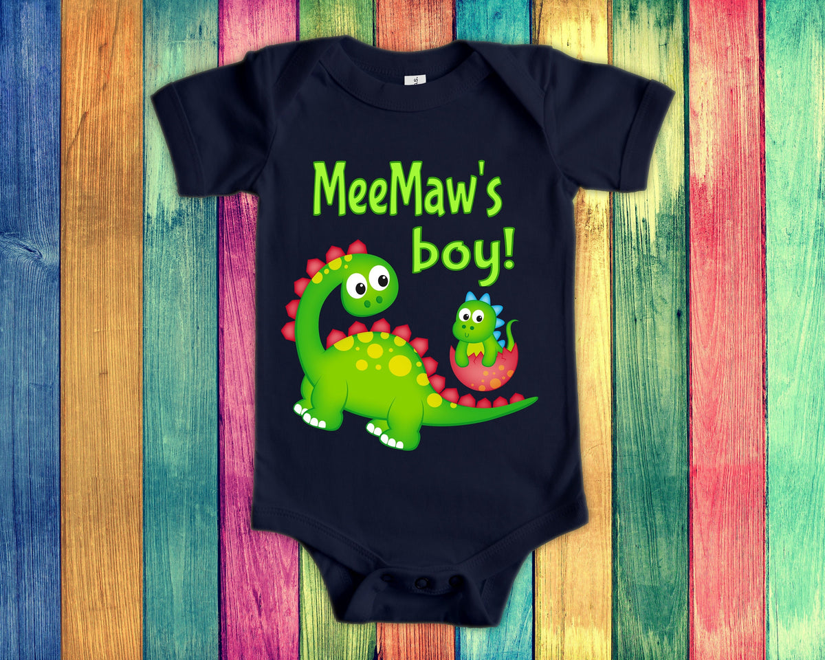 MeeMaw39s Boy Cute Grandma Name Dinosaur Baby Bodysuit Tshirt or Toddler Shirt for a Special Grandmother Gift or Pregnancy Announcement Graphic Tee – Bold Style · High-Quality Print