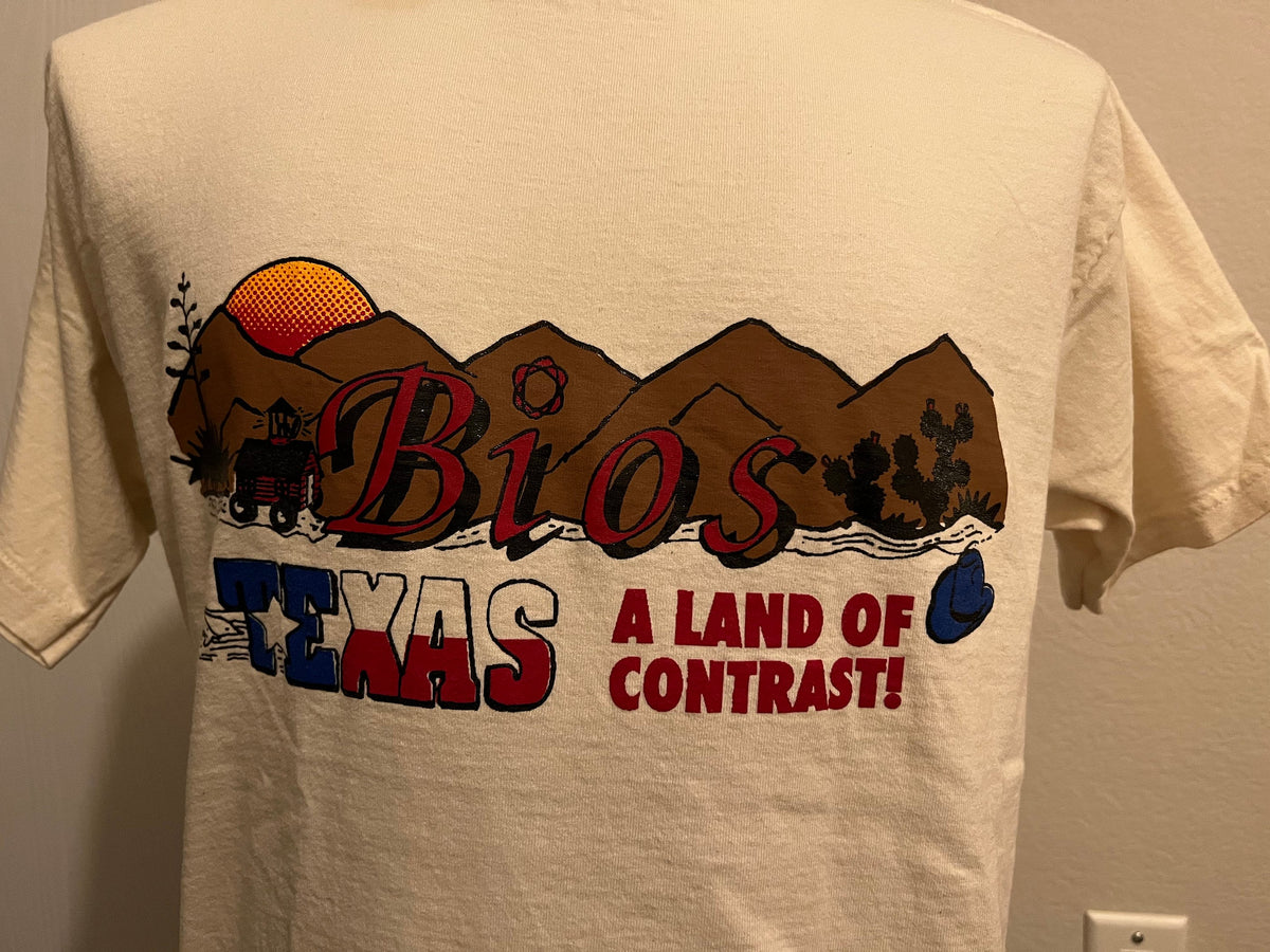 Vintage 9039s Bios Texas Land of Contrast T Shirt M Graphic Tee – Feel-Good Design · Must-Have Style
