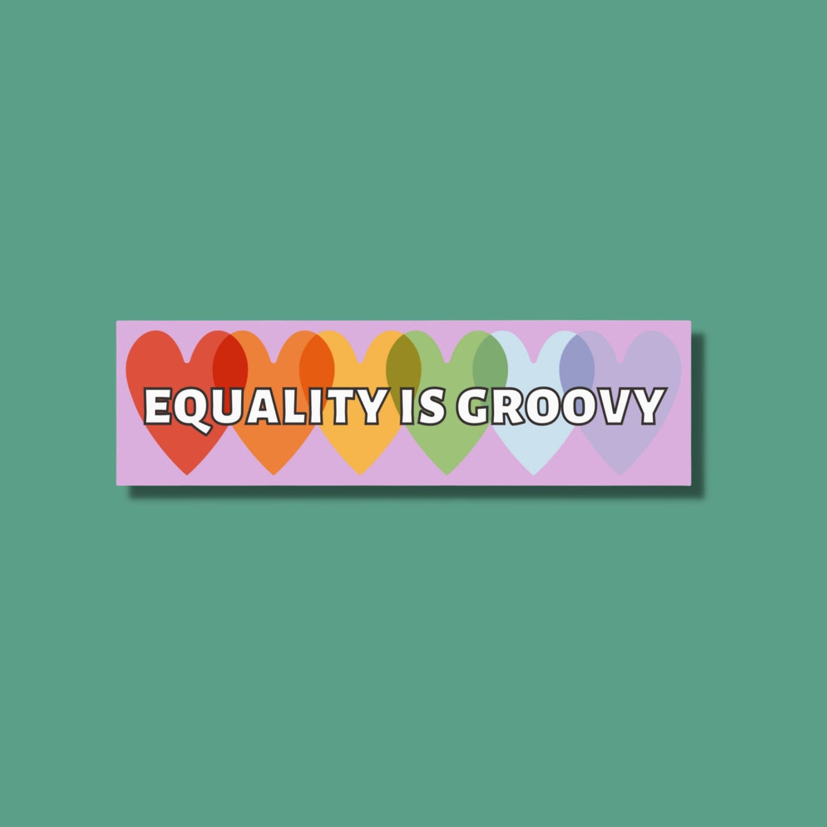 Equality Bumper Sticker Equality is Groovy Retro Inspired Car Decal LGBTQ Sticker for Cars Pride Sticker with Hearts Rainbow Sticker Graphic Tee – Warm & Stylish · High-Quality Print