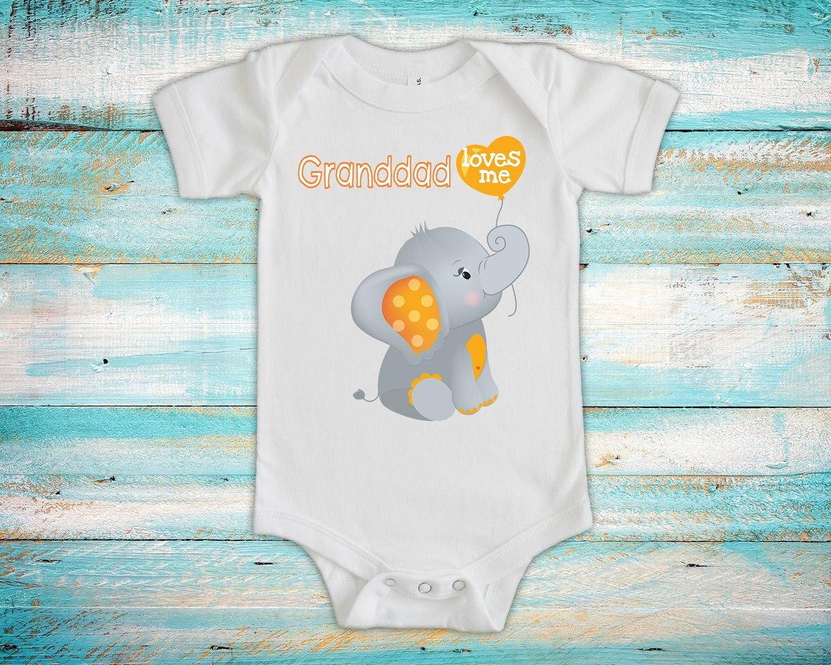 Granddad Loves Me Cute Grandpa Name Elephant Baby Bodysuit Unique Grandfather Gift for Granddaughter or Grandson or Pregnancy Announcement Graphic Tee – Aesthetic Look · Great Gift For Fans