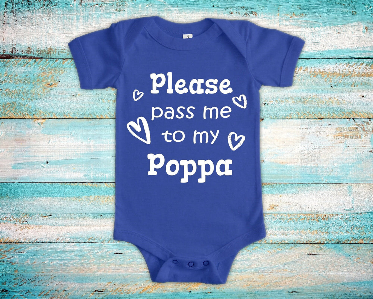 Pass Me To Poppa Cute Grandpa Baby Bodysuit Tshirt or Toddler Shirt Special Grandfather Gift or Pregnancy Announcement Graphic Tee – Fan Favorite · High-Quality Print