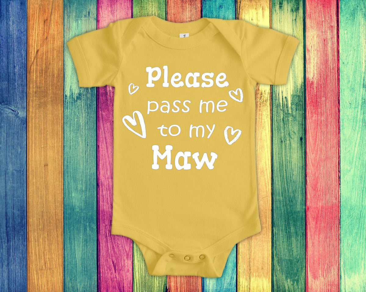 Pass Me To Maw Cute Grandma Baby Bodysuit Tshirt or Toddler Shirt Special Grandmother Gift or Pregnancy Announcement Graphic Tee – Aesthetic Look · Must-Have Style
