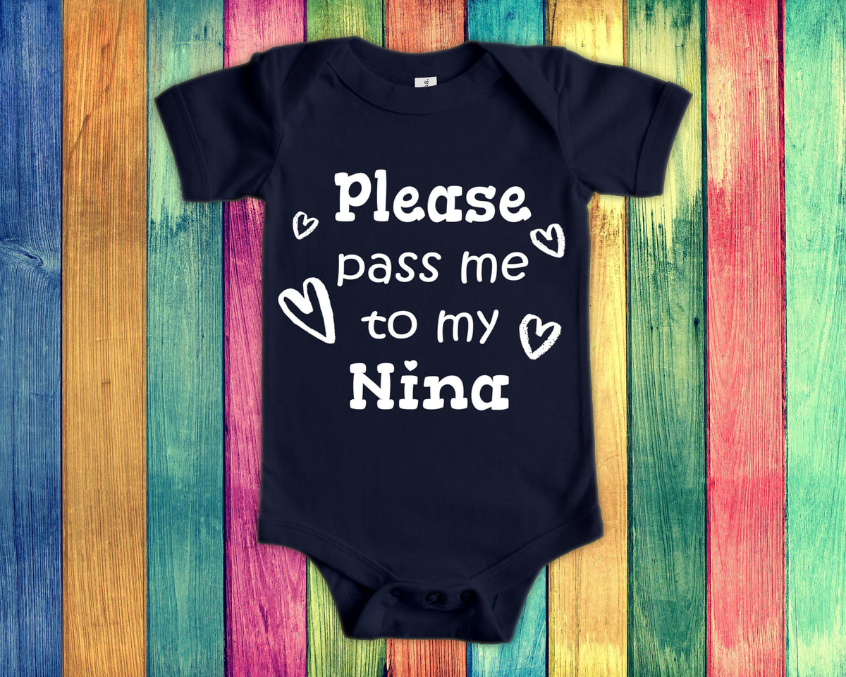 Pass Me To Nina Cute Baby BodysuitTshirt or Toddler Shirt Mexican Spanish Godmother Gift or Pregnancy Announcement Graphic Tee – Cozy Vibes · Perfect For Daily Wear