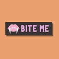 Bite Me Sticker for Halloween Funny Sticker with Vampire Fangs Retro 9039s Inspired Sticker Feminist Sticker Spooky Vampire Sticker Graphic Tee – Aesthetic Look · Trending Graphic Apparel