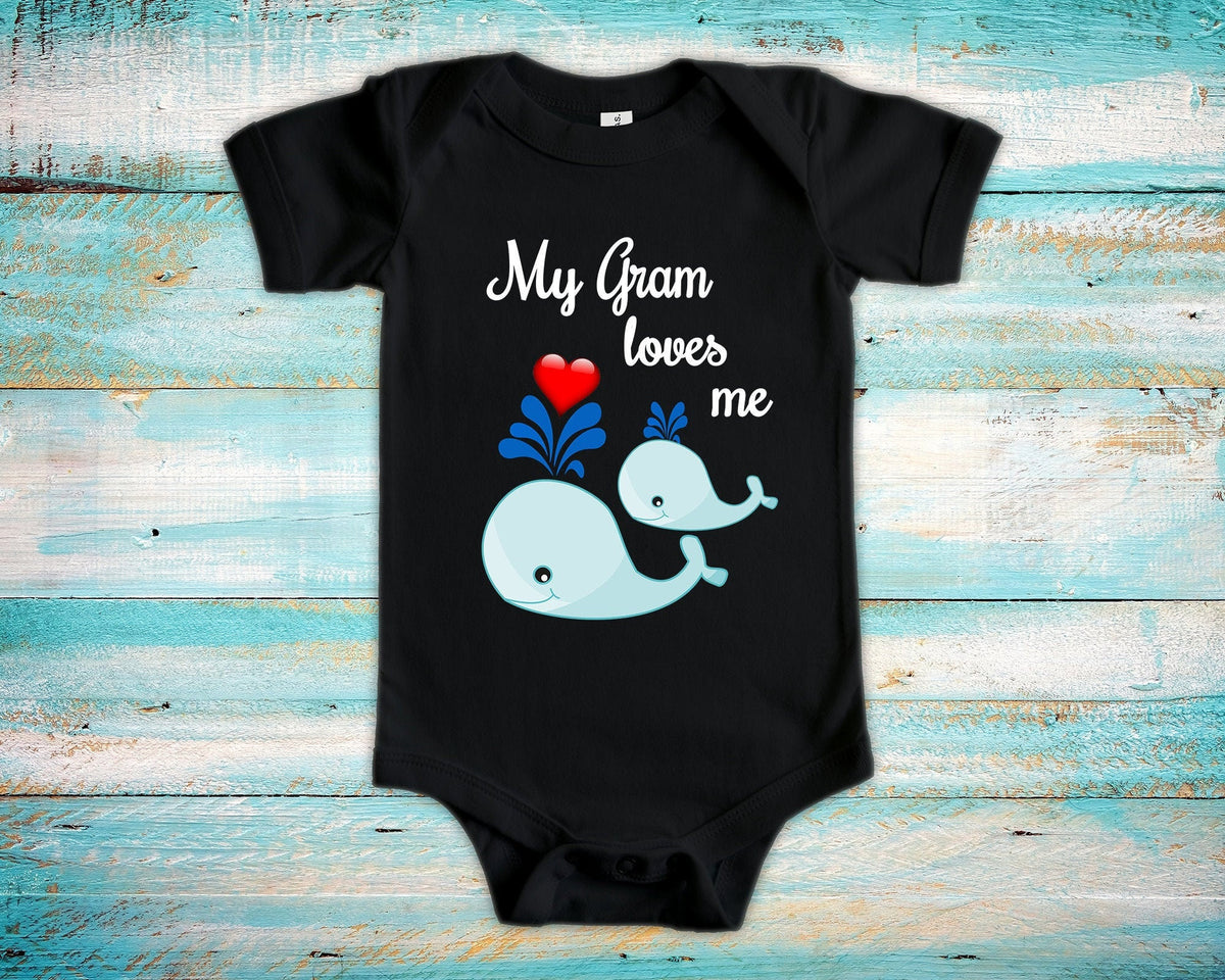 Gram Loves Me Cute Grandma Name Whale Baby Bodysuit Unique Grandmother Gift for Granddaughter or Grandson or Pregnancy Announcement Graphic Tee – Warm & Stylish · High-Quality Print