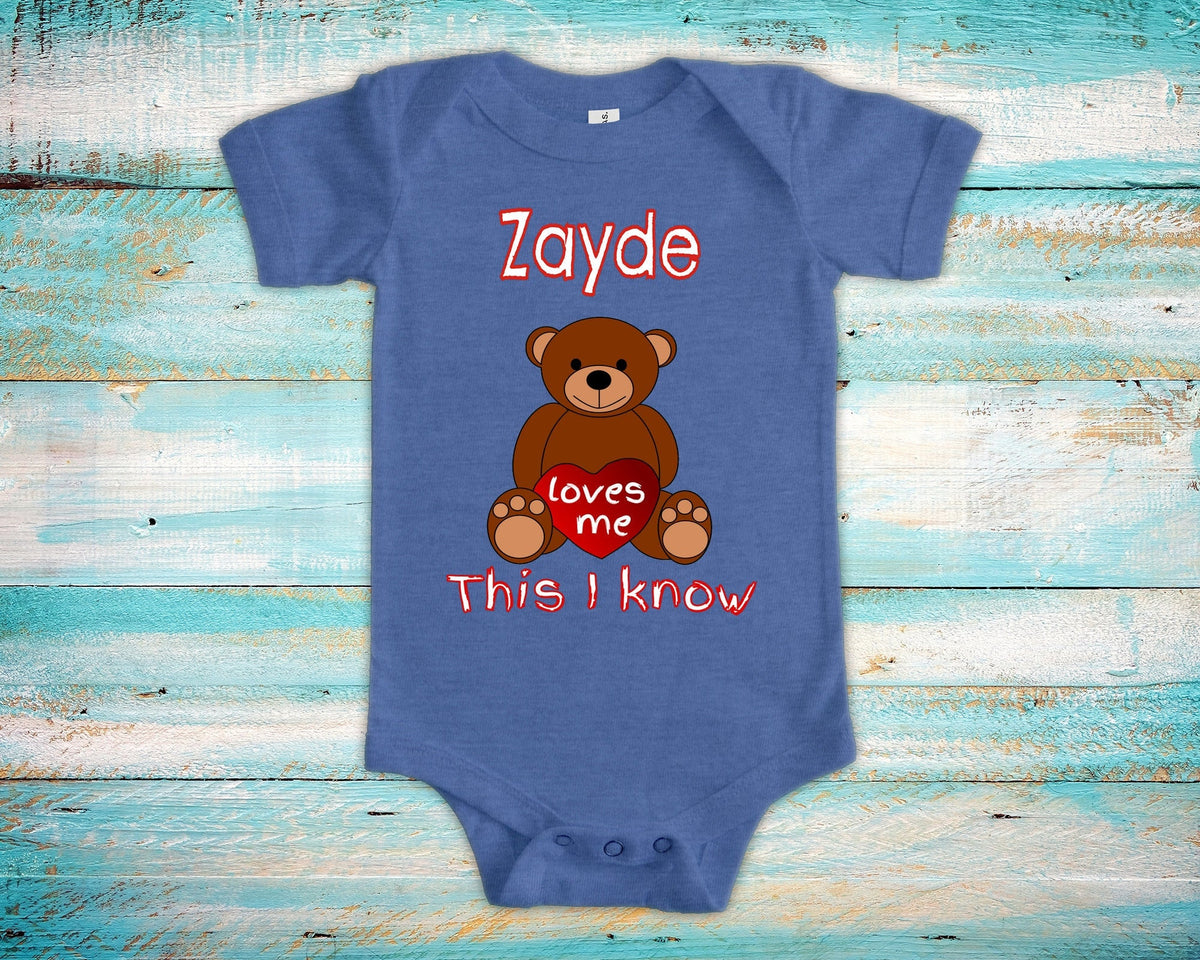 Zayde Loves Me Cute Grandpa Name Bear Baby Bodysuit Tshirt or Toddler Shirt Jewish Grandfather Gift or Pregnancy Reveal Announcement Graphic Tee – Easygoing Wear · High-Quality Print