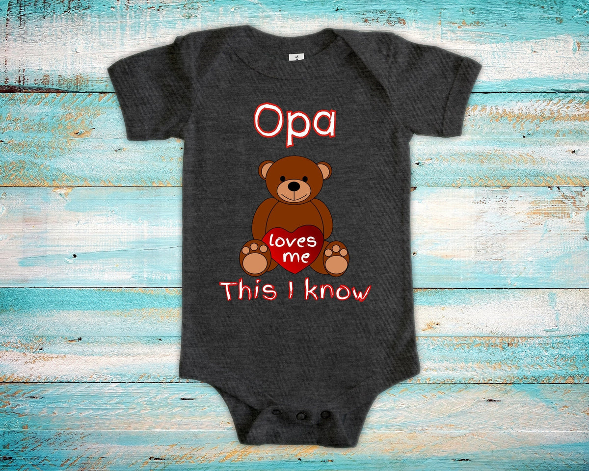 Opa Loves Me Cute Grandpa Name Bear Baby Bodysuit Tshirt or Toddler Shirt Germany German Grandfather Gift or Pregnancy Reveal Announcement Graphic Tee – Feel-Good Design · Perfect For Daily Wear