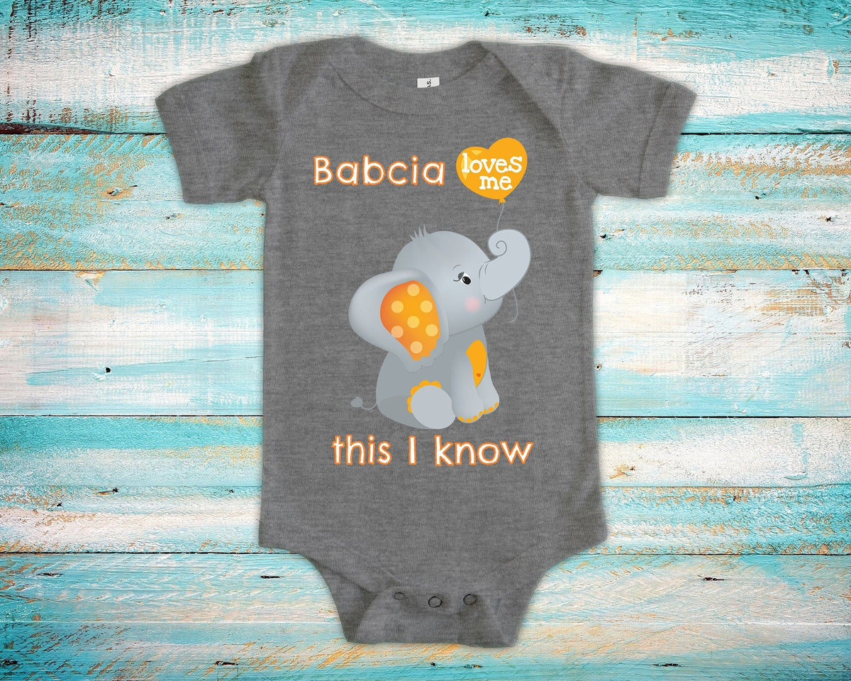 Babcia Loves Me Cute Grandma Name Elephant Baby Bodysuit Unique Grandmother Gift for Granddaughter or Grandson or Pregnancy Announcement Graphic Tee – Easygoing Wear · Perfect For Daily Wear