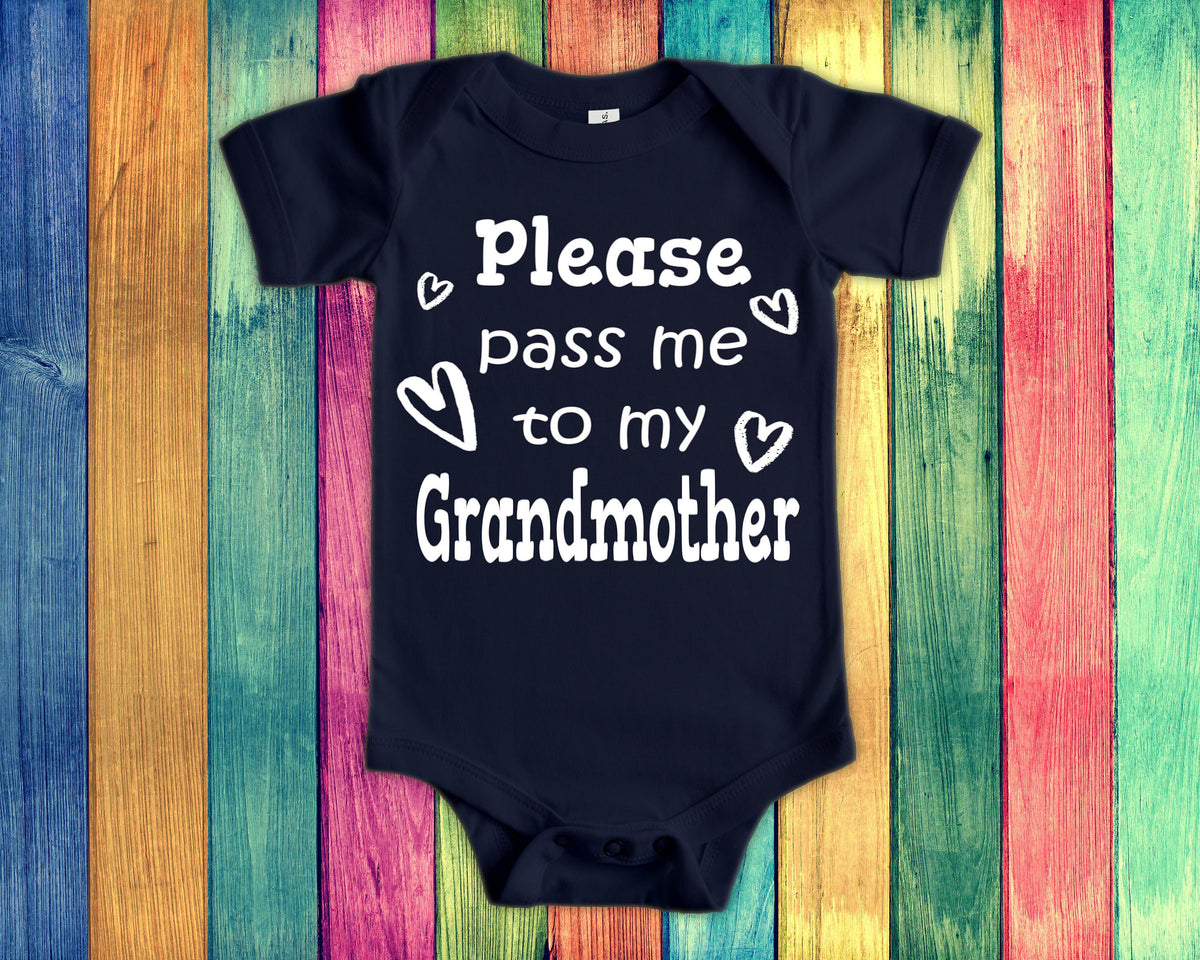 Pass Me To Grandmother Cute Grandma Baby Bodysuit Tshirt or Toddler Shirt Special Grandma Gift or Pregnancy Announcement Graphic Tee – Warm & Stylish · Must-Have Style