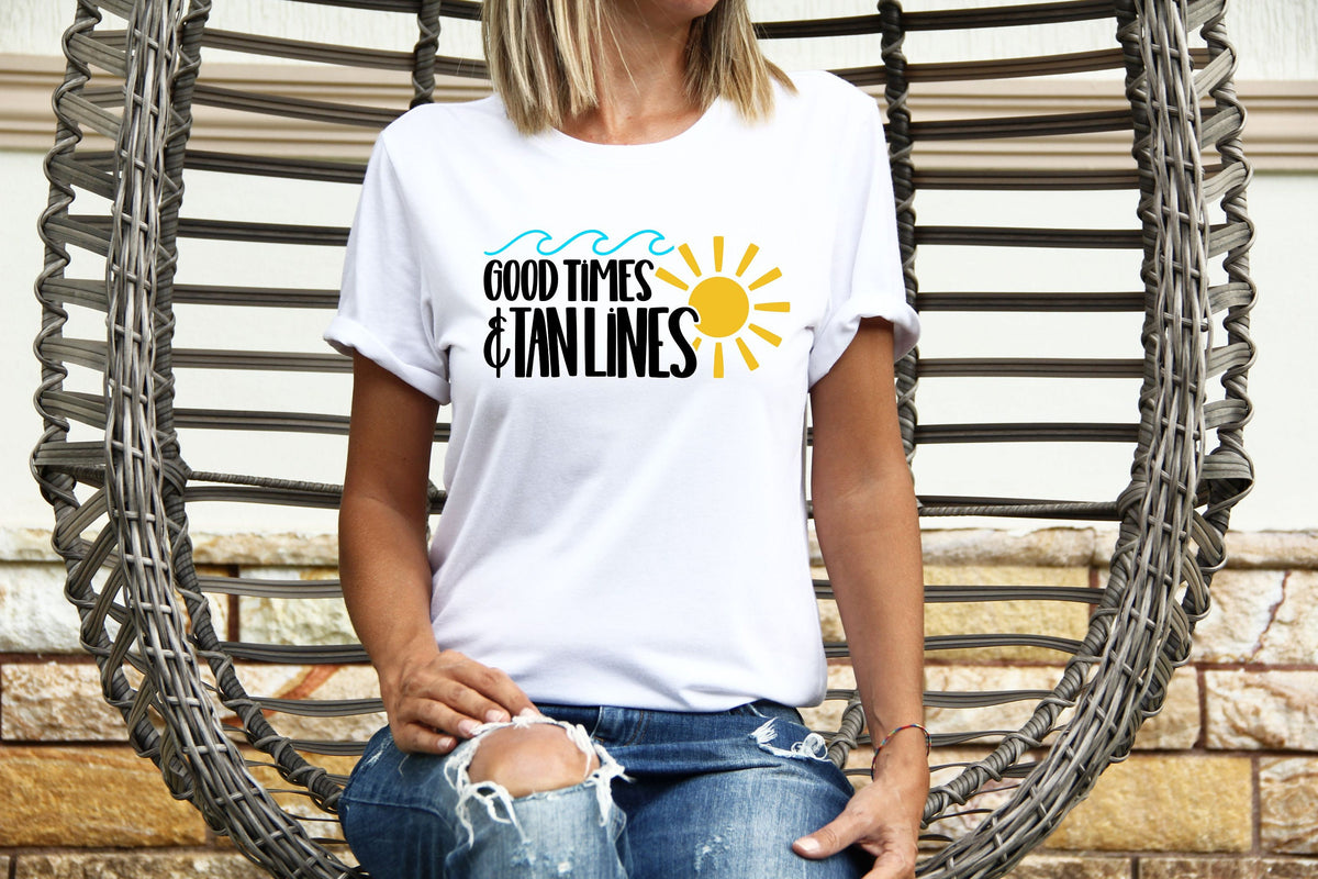 Womens Summer Tops TShirt T Shirt TShirt Tees Holiday Shirt For Women Holiday Top Girls Good Times Tanlines Graphic Tee – Feel-Good Design · High-Quality Print