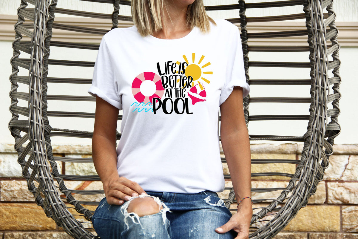 Womens Summer Tops TShirt T Shirt TShirt Tees Holiday Shirt For Women Holiday Top Life Is Better At The Pool Graphic Tee – Easygoing Wear · High-Quality Print
