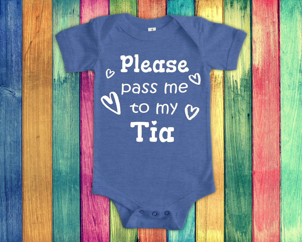 Pass Me To Tia Cute Aunt Name Baby Bodysuit Tshirt or Toddler Shirt Mexican Spanish Aunt Gift or Pregnancy Announcement Graphic Tee – Cozy Vibes · Must-Have Style