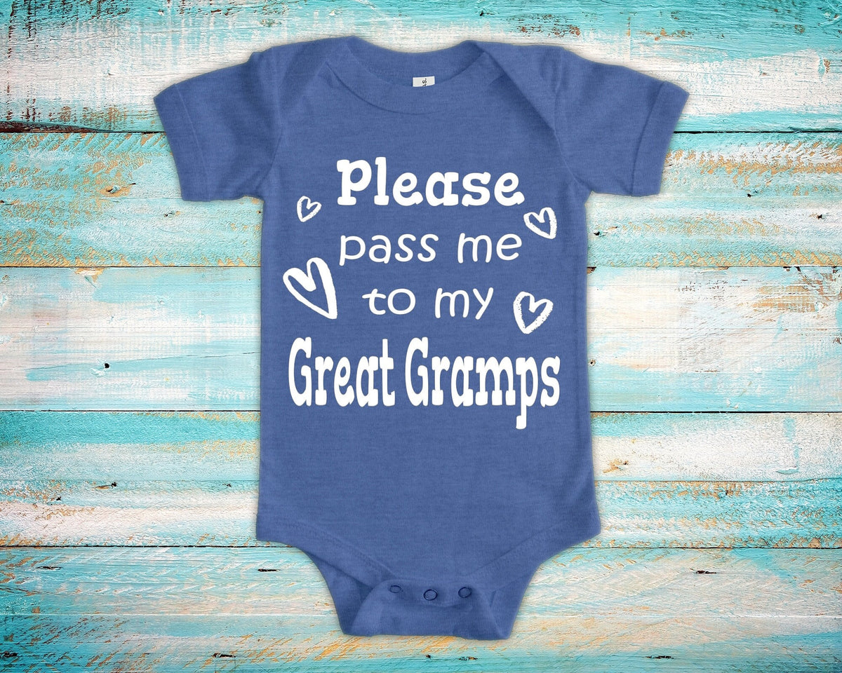 Pass Me To Great Gramps Cute Grandpa Baby Bodysuit Tshirt or Toddler Shirt Special Grandfather Gift or Pregnancy Announcement Graphic Tee – Warm & Stylish · High-Quality Print