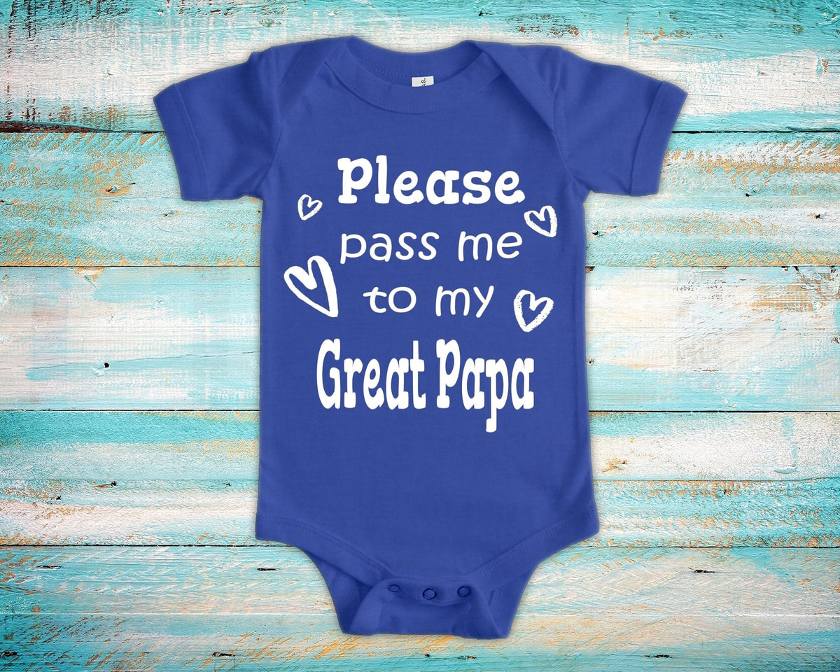 Pass Me To Great Papa Cute Grandpa Baby Bodysuit Tshirt or Toddler Shirt Special Grandfather Gift or Pregnancy Announcement Graphic Tee – Easygoing Wear · Must-Have Style