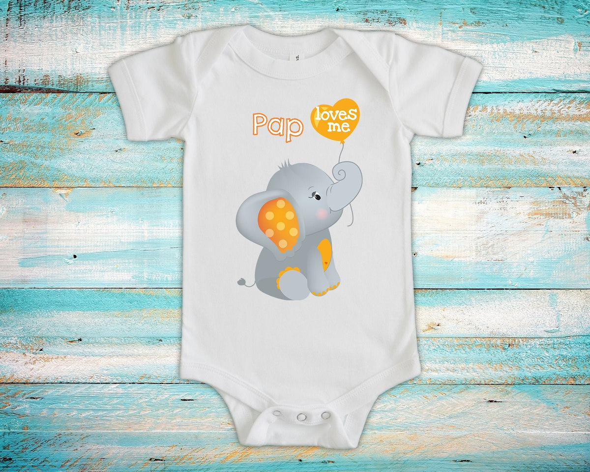 Pap Loves Me Cute Grandpa Name Elephant Baby Bodysuit Unique Grandfather Gift for Granddaughter or Grandson or Pregnancy Announcement Graphic Tee – Feel-Good Design · Must-Have Style