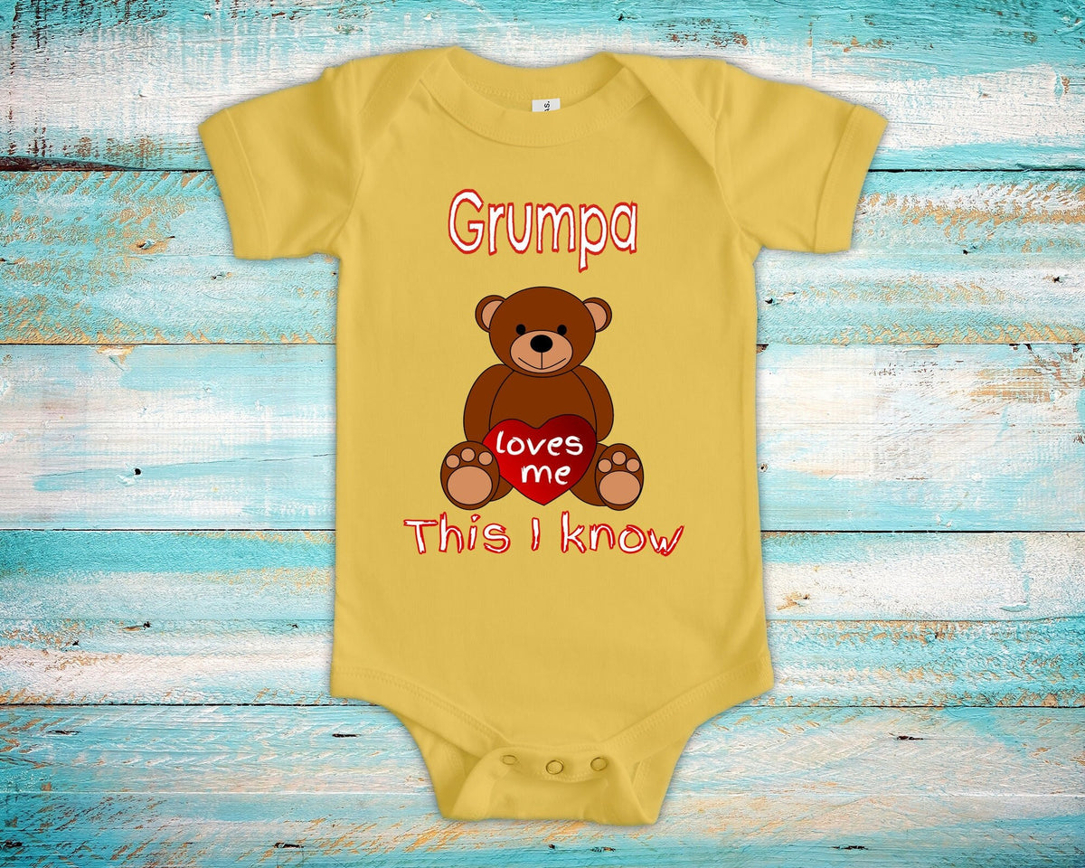 Grumpa Loves Me Cute Grandpa Name Bear Baby Bodysuit Tshirt or Toddler Shirt Special Grandfather Gift or Pregnancy Reveal Announcement Graphic Tee – Aesthetic Look · Trending Graphic Apparel