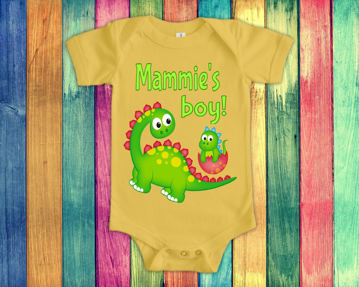 Mammie39s Boy Cute Grandma Name Dinosaur Baby Bodysuit Tshirt or Toddler Shirt for a Special Grandmother Gift or Pregnancy Announcement Graphic Tee – Cozy Vibes · Great Gift For Fans